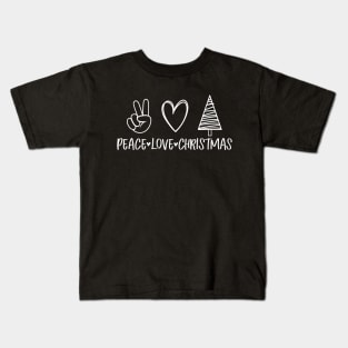 Peace love christmas with heart and christmas tree Kids T-Shirt
